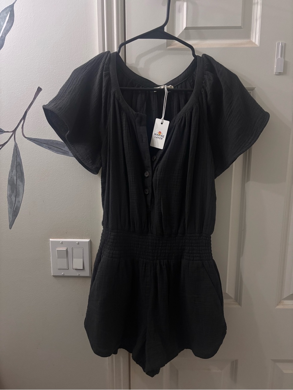 Marine Layer Black Short-Sleeve Romper